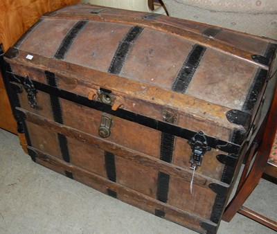 Lot 737 - A 19th century wood and metal bound dome-top...