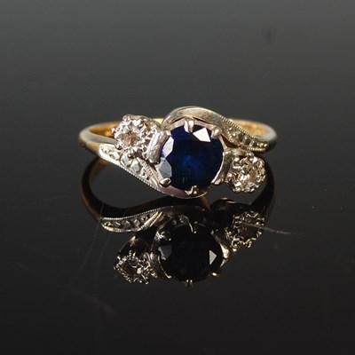 Lot 47 - A yellow and white metal sapphire and diamond...