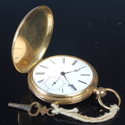 Lot 78 - An 18ct gold hunter cased pocket watch,...