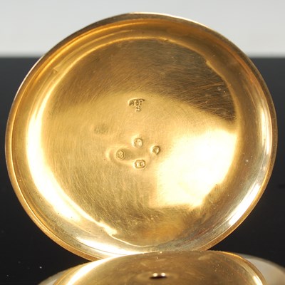 Lot 78 - An 18ct gold hunter cased pocket watch,...