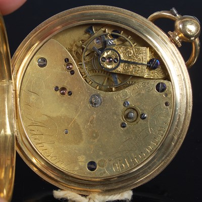 Lot 78 - An 18ct gold hunter cased pocket watch,...