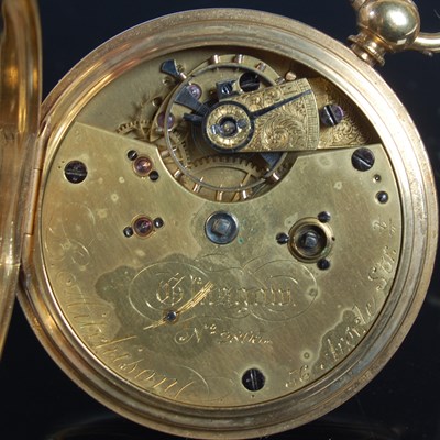 Lot 81 - An 18ct gold hunter cased pocket watch,...