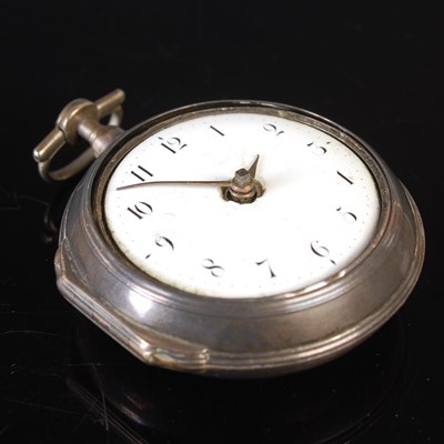 Lot 84 - An 18th century silver pair case pocket watch,...