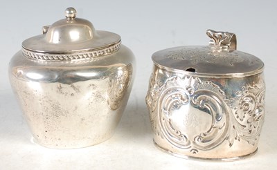 Lot 129 - A Birmingham silver oval shaped tea caddy with...