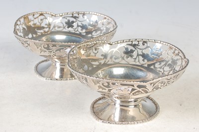 Lot 140 - A pair of London silver quatrefoil shaped bon...