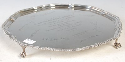 Lot 149 - A Sheffield silver salver, with presentation...