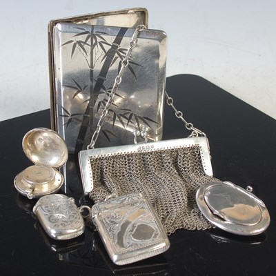 Lot 172 - A silver chain-mail purse; an Eastern white...