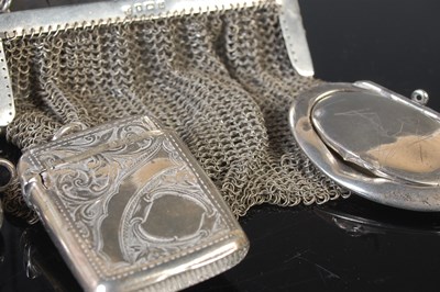 Lot 172 - A silver chain-mail purse; an Eastern white...