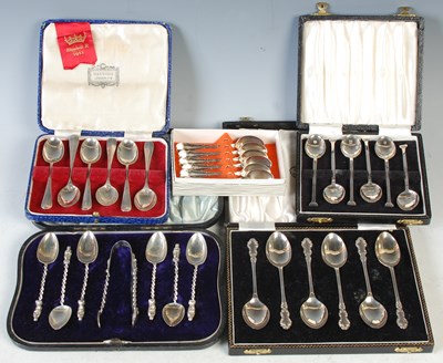 Lot 182 - A box of six Sheffield silver coffee spoons; a...