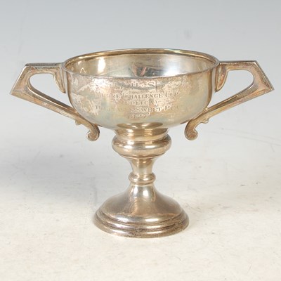 Lot 188 - A Birmingham silver twin handled trophy cup,...