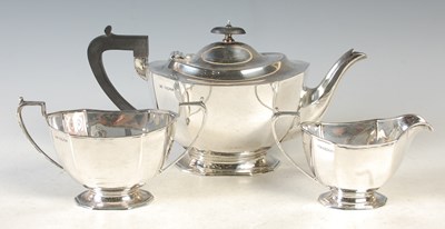 Lot 191 - A Sheffield silver three piece tea set, gross...