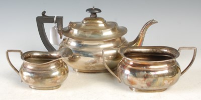 Lot 201 - A Birmingham silver three piece tea set, gross...