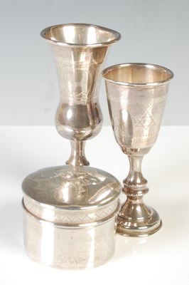 Lot 202 - A group of communion silverware to include two...