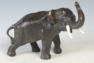 Lot 219 - A Japanese bronze figure of an elephant, late...