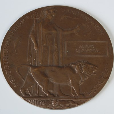 Lot 255 - Great War Interest - a Death Plaque inscribed...