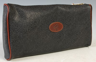 Lot 363 - A vintage Mulberry leather washbag, 28cm long.