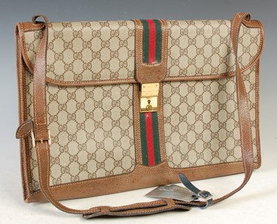 Lot 366 - Gucci, a vintage GG monogram Ophidia briefcase,...