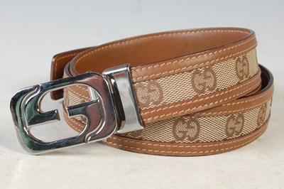 Lot 368 - Gucci, a brown leather and canvas GG monogram...