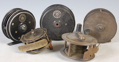 Lot 387 - Five assorted vintage fishing reels to include...