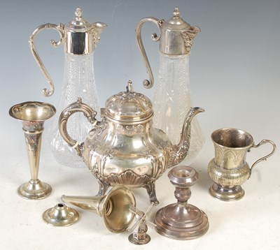 Lot 392 - A continental white metal coffee pot, assorted...