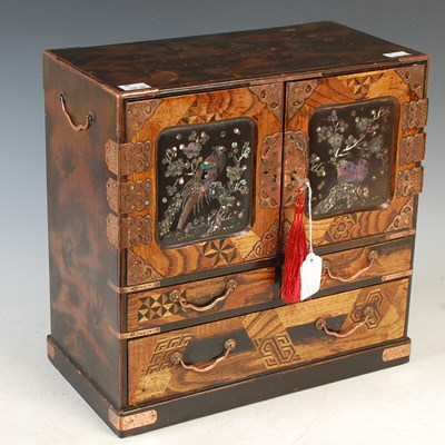 Lot 393 - A Japanese lacquer table top cabinet, late...