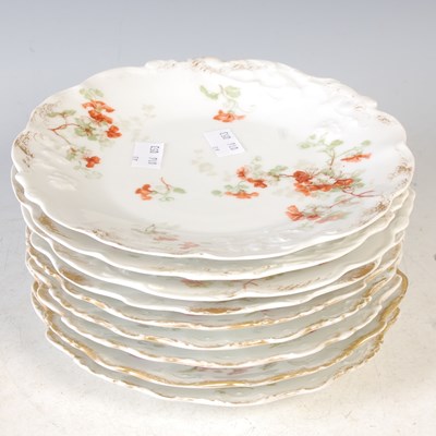 Lot 405 - A set of nine Limoges porcelain fruit plates,...