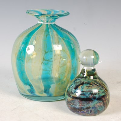 Lot 414 - Mdina, a glass vase with vertical stripe...