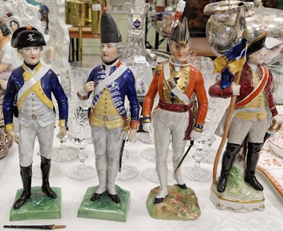 Lot 432 - Three Dresden porcelain figure groups,...