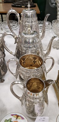 Lot 442 - A late 19th century four piece electroplated...