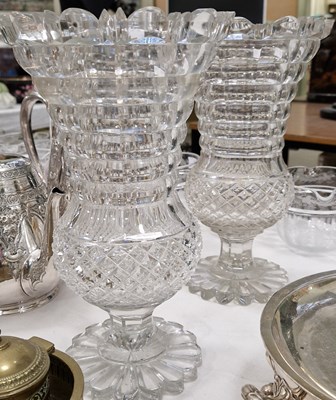 Lot 445 - A pair of late 19th century cut glass thistle...