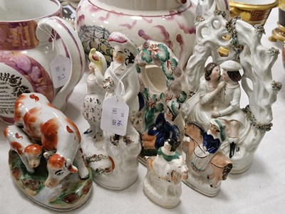 Lot 452 - Six assorted Staffordshire figure groups, the...