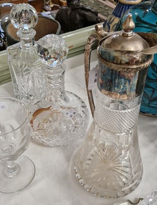 Lot 463 - An EP mounted cut glass claret jug with...