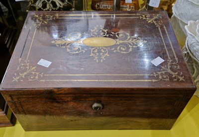 Lot 490 - A 19th century rosewood and brass inlaid...