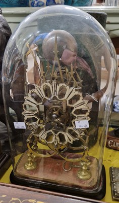 Lot 491 - A late 19th century skeleton clock with single...