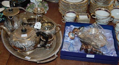 Lot 381 - An electroplated four piece tea set together...