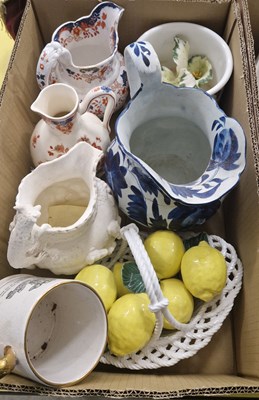 Lot 581 - Box - assorted ceramics to include jugs; table...