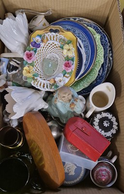 Lot 593 - Box - assorted ceramics, ornaments.