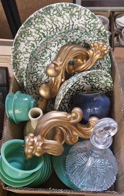 Lot 595 - Box - assorted household ceramics, glassware,...