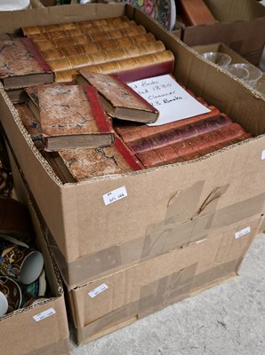 Lot 618 - Two boxes - assorted leather bound books to...