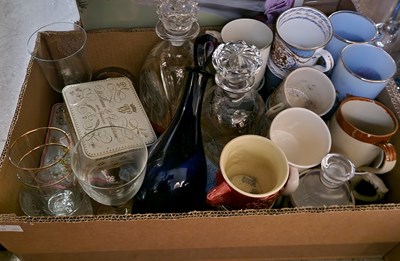 Lot 649 - Box - assorted ceramics and glassware.