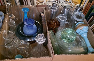 Lot 650 - Two boxes - assorted glassware, bottle coolers,...