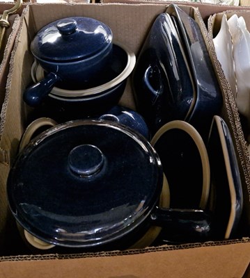 Lot 654 - Two boxes - collection of assorted Denby blue...