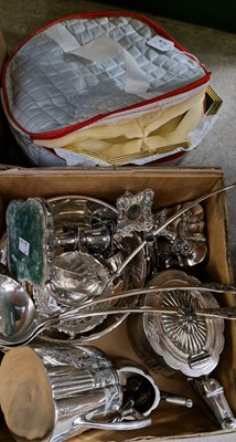 Lot 671 - Box - assorted EP ware to include three piece...