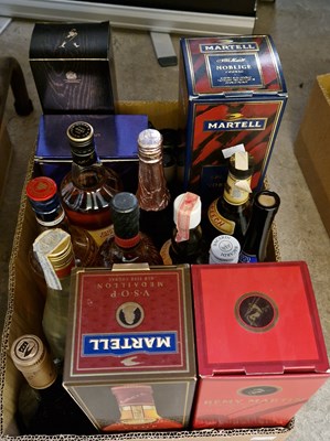 Lot 676 - Box - assorted spirits to include cognac;...