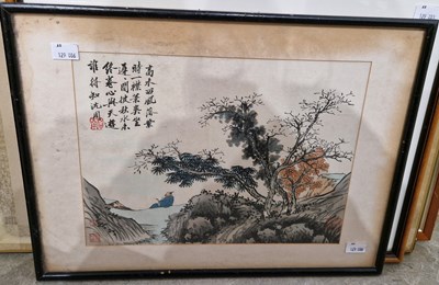 Lot 716 - Chinese coloured print 
Scholar in a mountain...