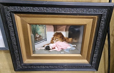 Lot 718 - A KPM porcelain plaque, The Lions Bride,...