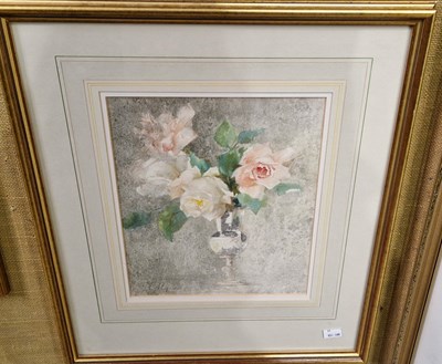 Lot 729 - Jesse Algie Still life with roses watercolour,...