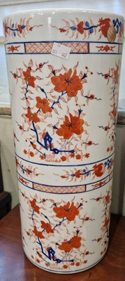 Lot 771 - A Chinese porcelain Imari pattern cylindrical...