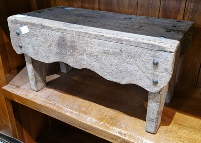 Lot 780 - A small pine milking stool, 42cm wide x 22cm...