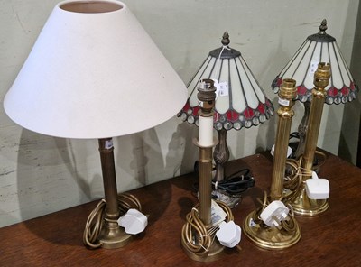 Lot 807 - Three pairs of assorted table lamps.